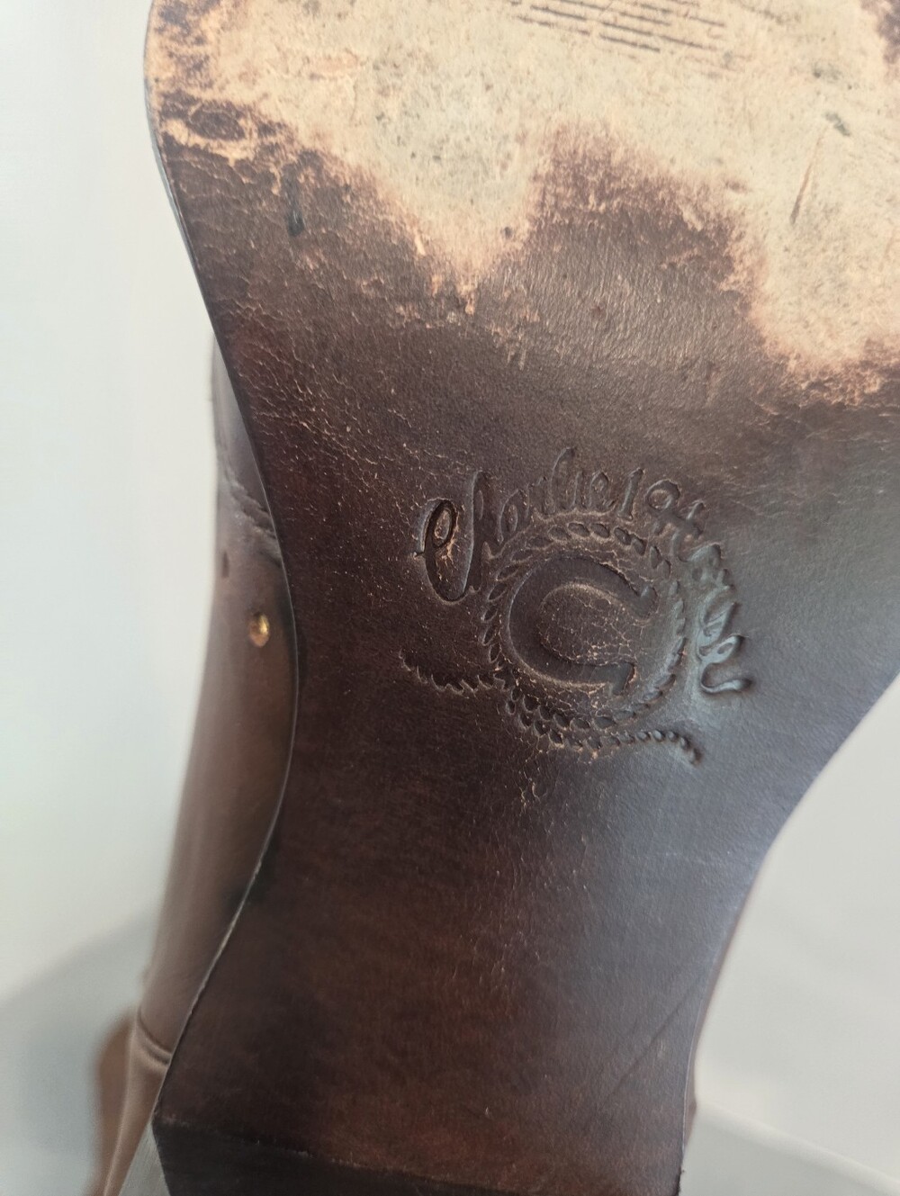 Lucchese Charlie 1 Horse Brown Studded Western Ankle Boots - Women size 9 - Picture 11 of 13